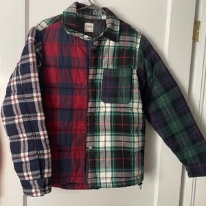 Zara‎ Men's Multi Plaid Quilted Jacket Puffer Shirt Lined Snap Button Size S